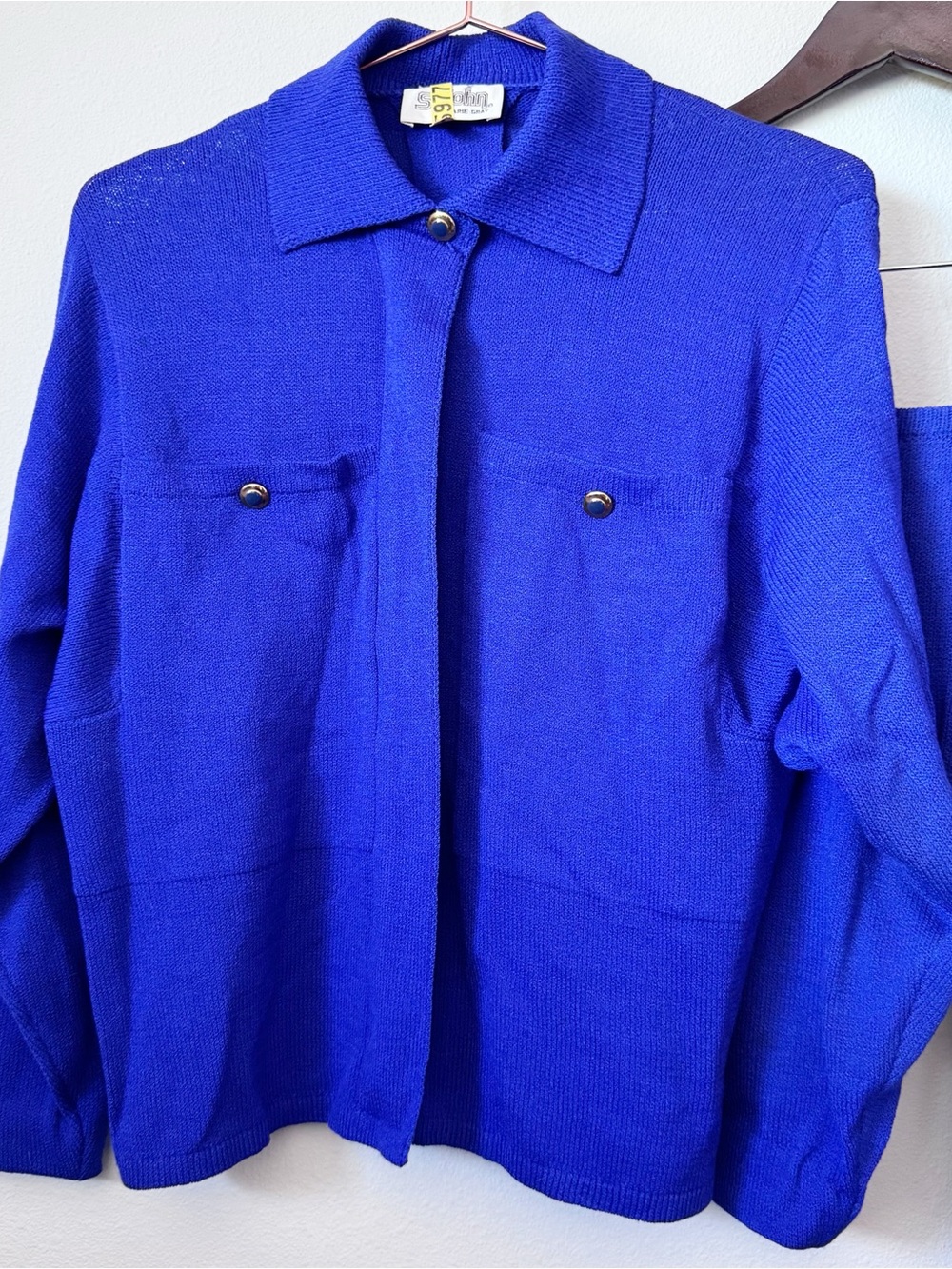 St. John Vibrant Royal Blue Three-Piece Knit Set - Jacket, Top & Skirt - Picture 2 of 8